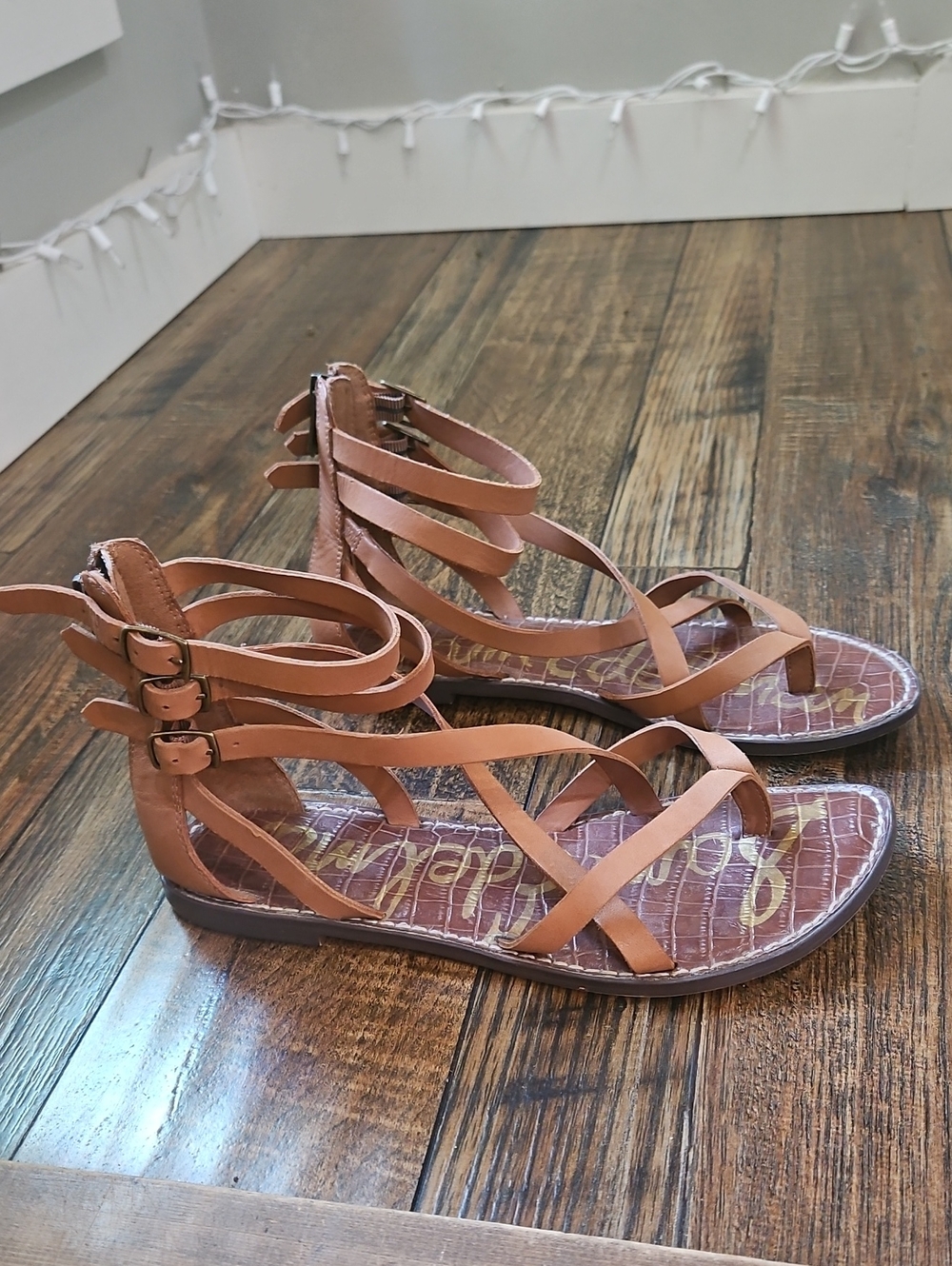 Sam Edleman Women's Strappy Tan Leather Gladiator Sandals